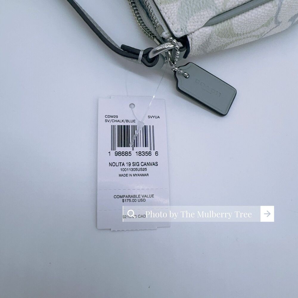 Coach CDW29 Nolita 19 In Pretty Signature Canvas Chalk Blue Wristlet Purse Bag - Picture 7 of 8